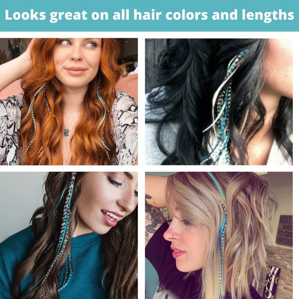 Hair Feathers Extensions Kit, Long Real Rooster Feathers for Hair with DIY Micro - Picture 6 of 6
